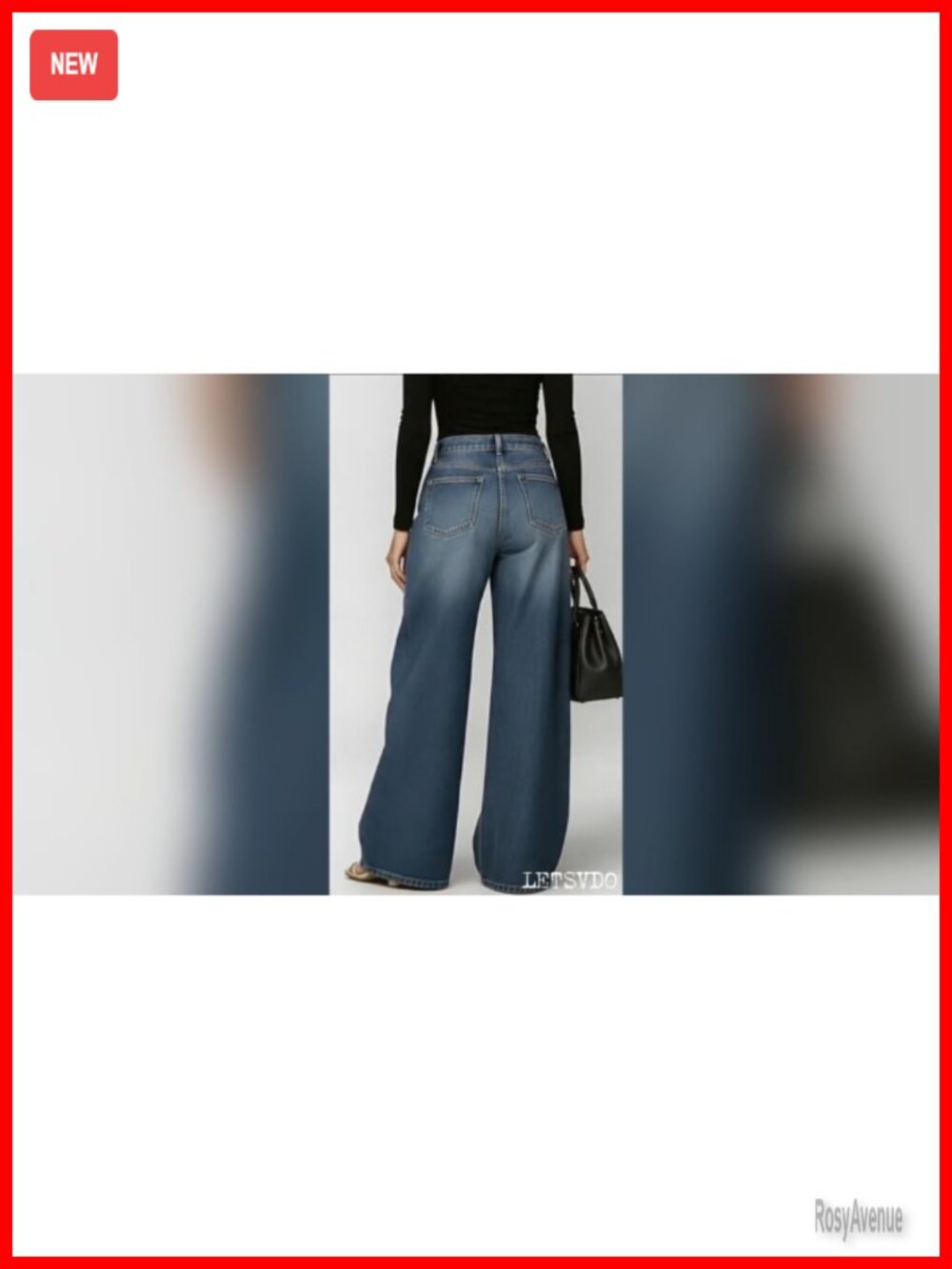 High Waisted Wide Leg Grommet Eyelet Cut Out Jeans Y2K Streetwear - Picture 6 of 6
